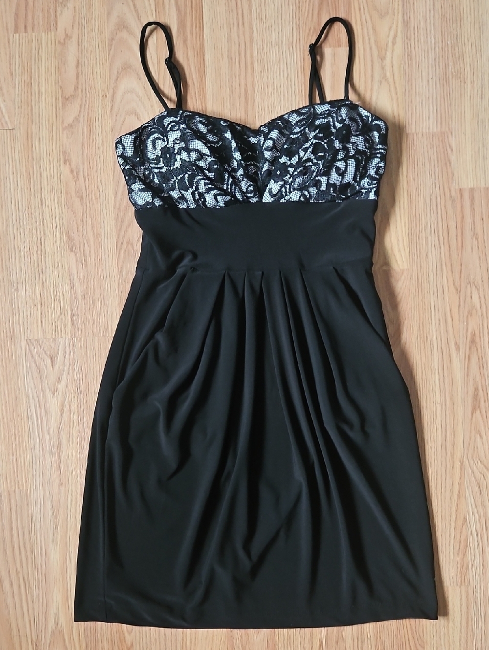B. Smart Black Dress with Silver Lace Bodice